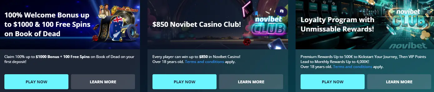 New Zealand Casino Bonuses at NOVIBET CASINO